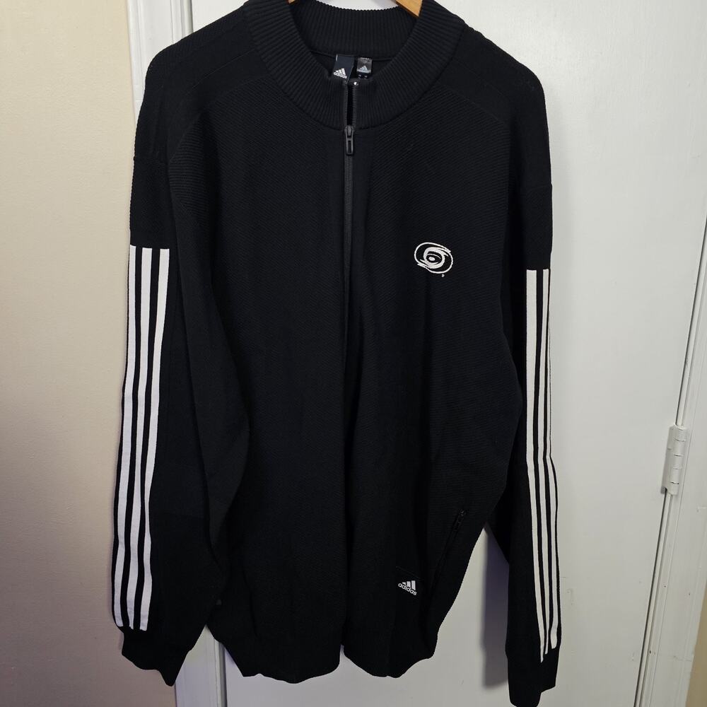 adidas Black Jacket with White Stripe Details